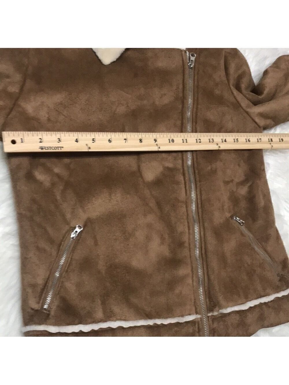 Girl’s Faux Suede Moto Jacket Sz 14/16(X-Large) - Picture 3 of 11